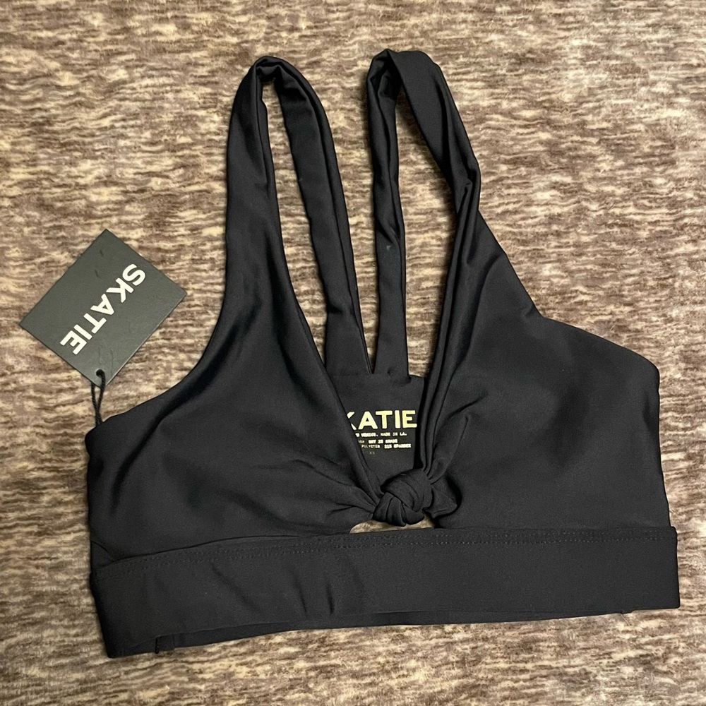 Skatie Black Knot Front Georgie Sports Bra